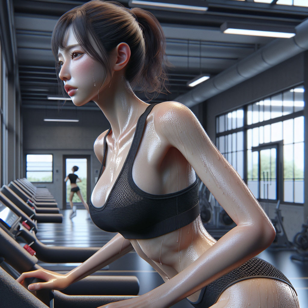 サンプル画像1:脇汗・汗染み・汗だくフェチ専用 ジムで汗を流す女性CG集 180枚(PinkRose) [d_394756]