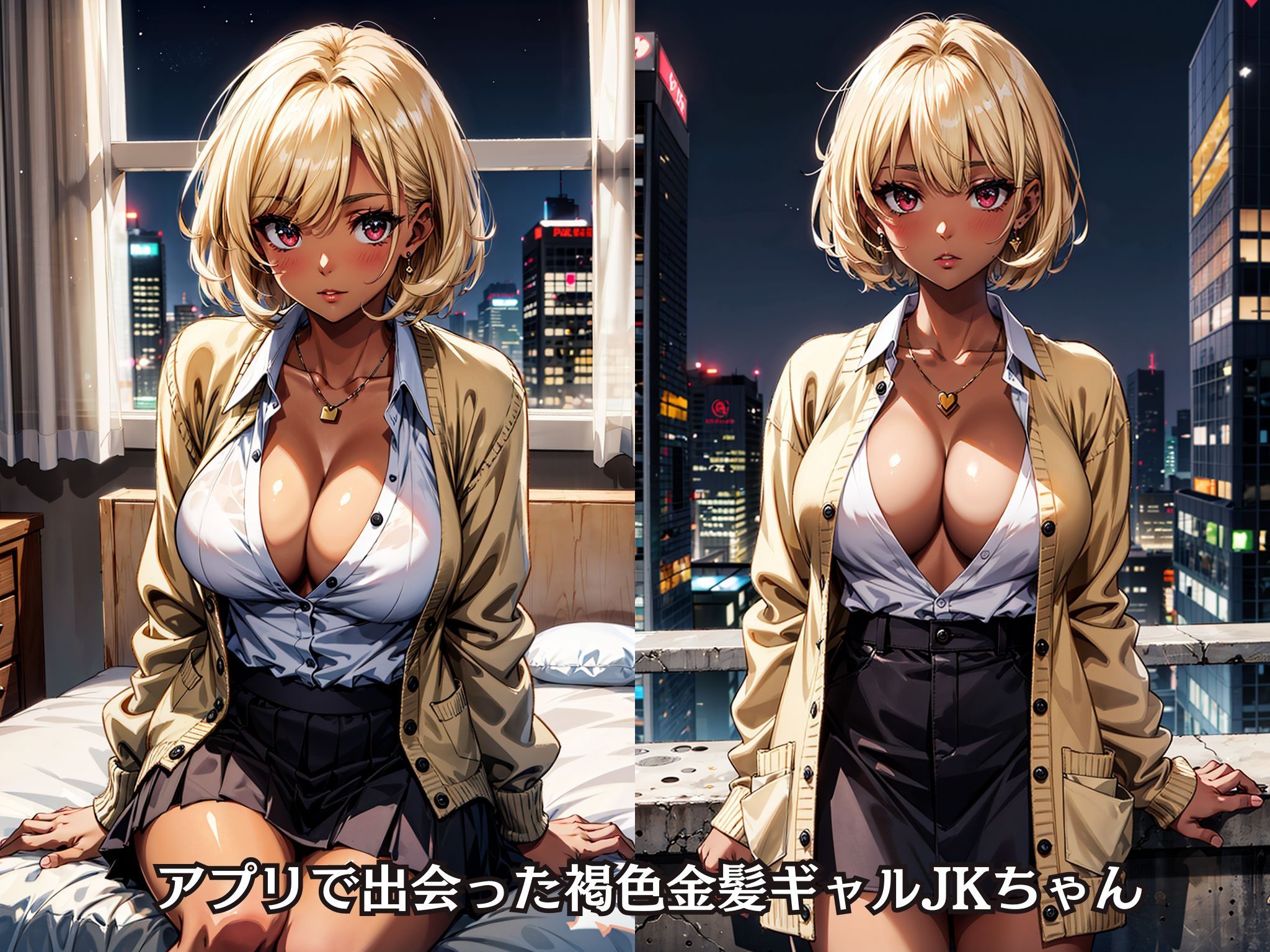 サンプル画像2:褐色金髪ギャルJK、お金払ったらヤらせてくれた。(okita) [d_394909]