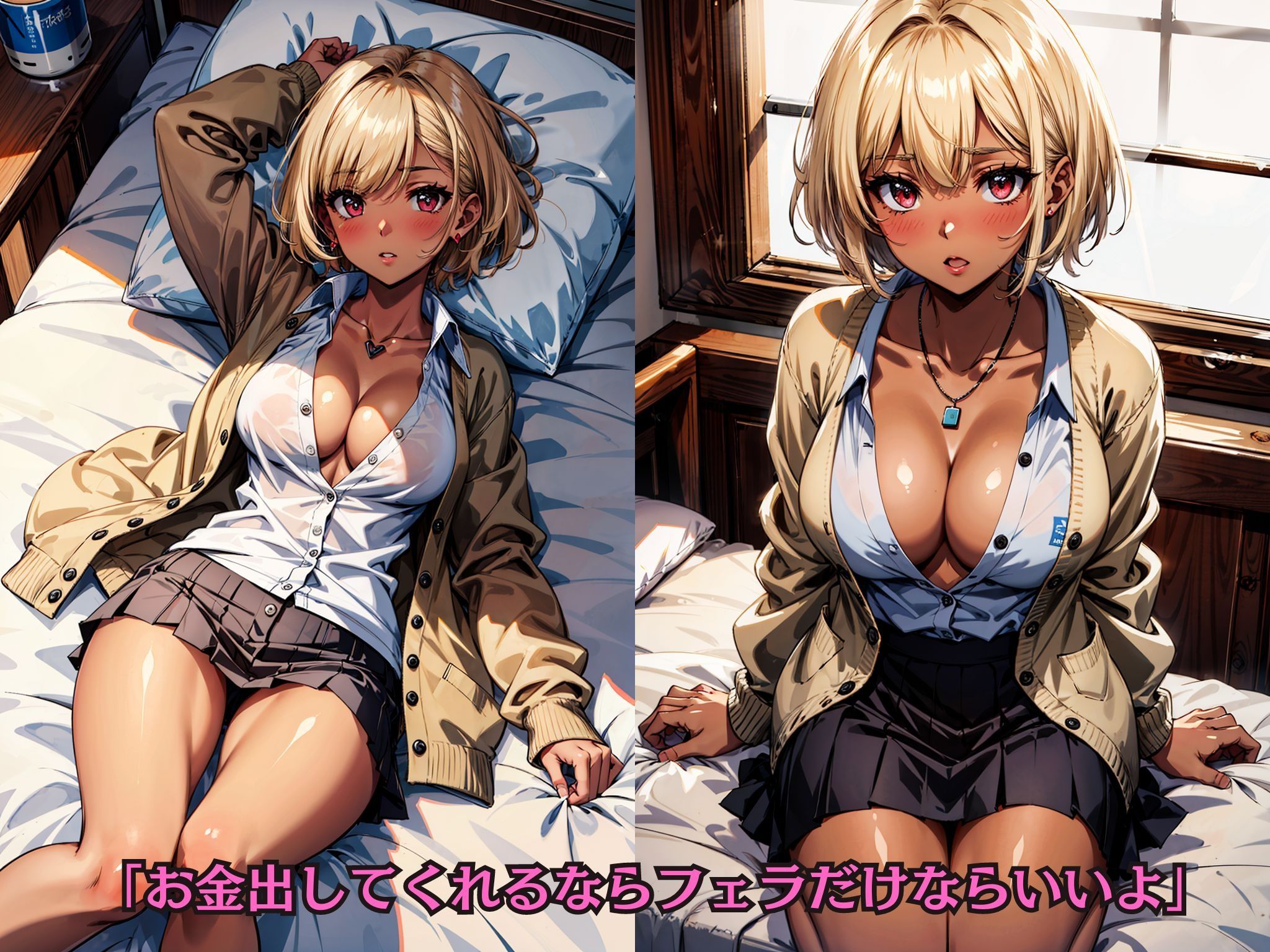 サンプル画像3:褐色金髪ギャルJK、お金払ったらヤらせてくれた。(okita) [d_394909]