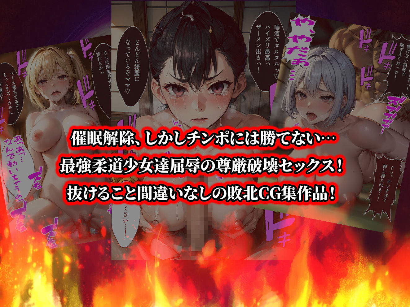 サンプル画像5:負けたら即中出しセックス 催●アプリの力で敗北し、尊厳破壊中出し調教で絶望する3人の柔道少女達の話【セリフ付き】(aiもみむ出版) [d_394966]