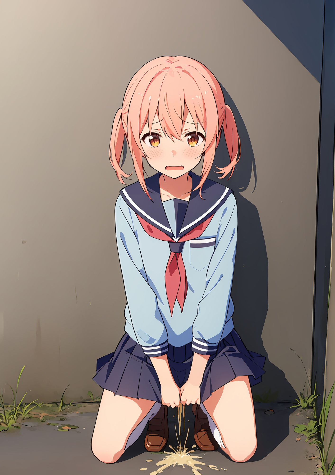 サンプル画像2:野ションしている制服少女に突撃してみた(でのいず) [d_395430]