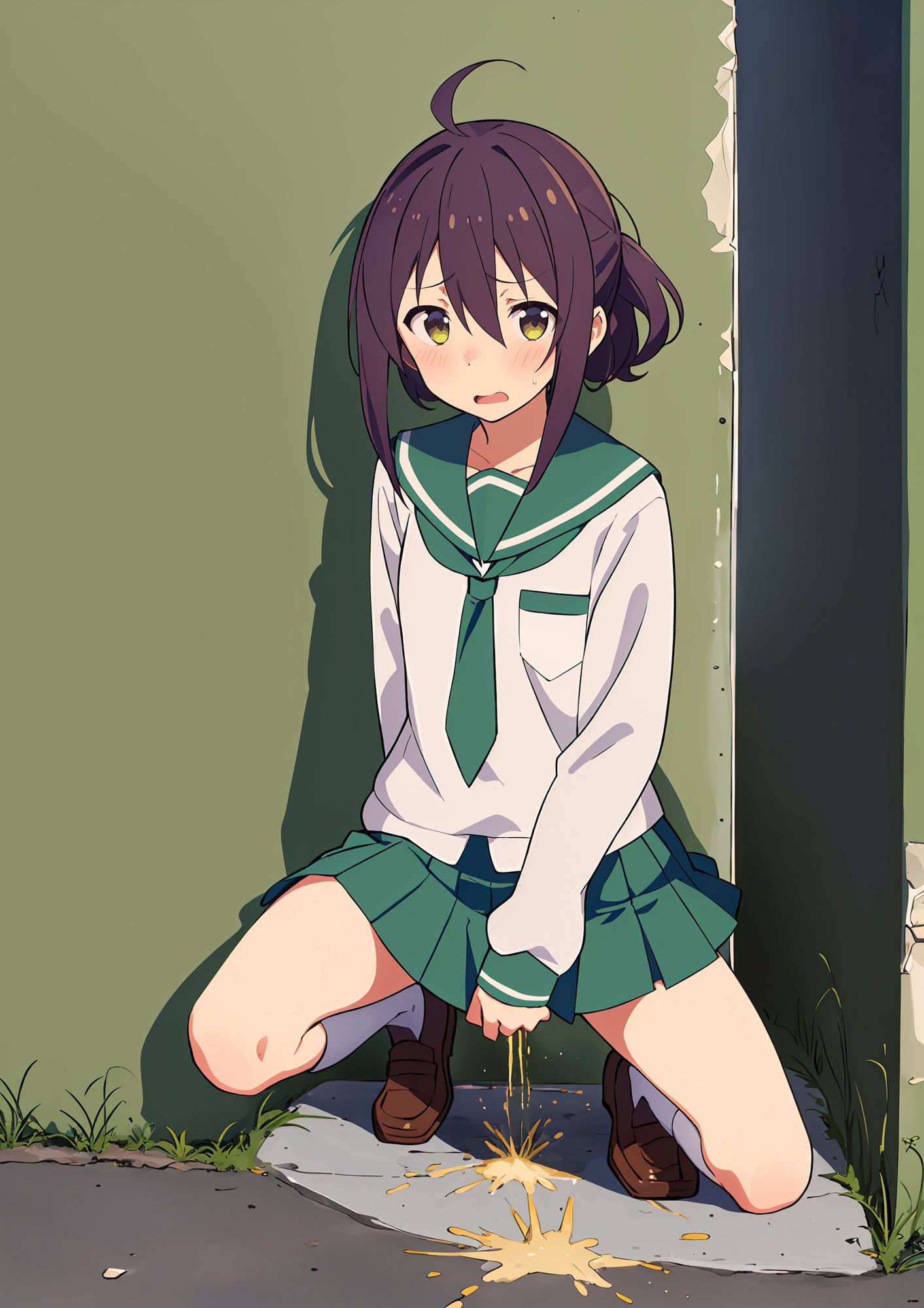 サンプル画像4:野ションしている制服少女に突撃してみた(でのいず) [d_395430]