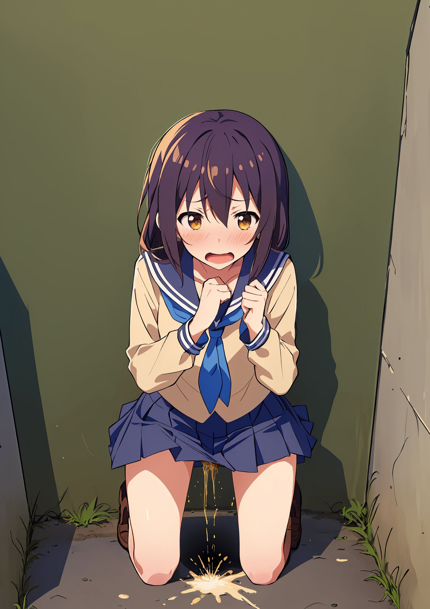 サンプル画像6:野ションしている制服少女に突撃してみた(でのいず) [d_395430]