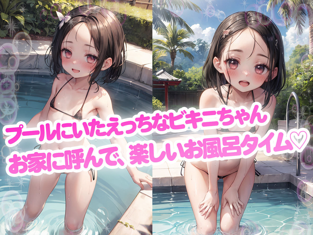 サンプル画像1:ロリっ子つるぺたマイクロビキニの女の子をお風呂に呼んで無理やりせっくす！(aiぴろり出版) [d_395528]