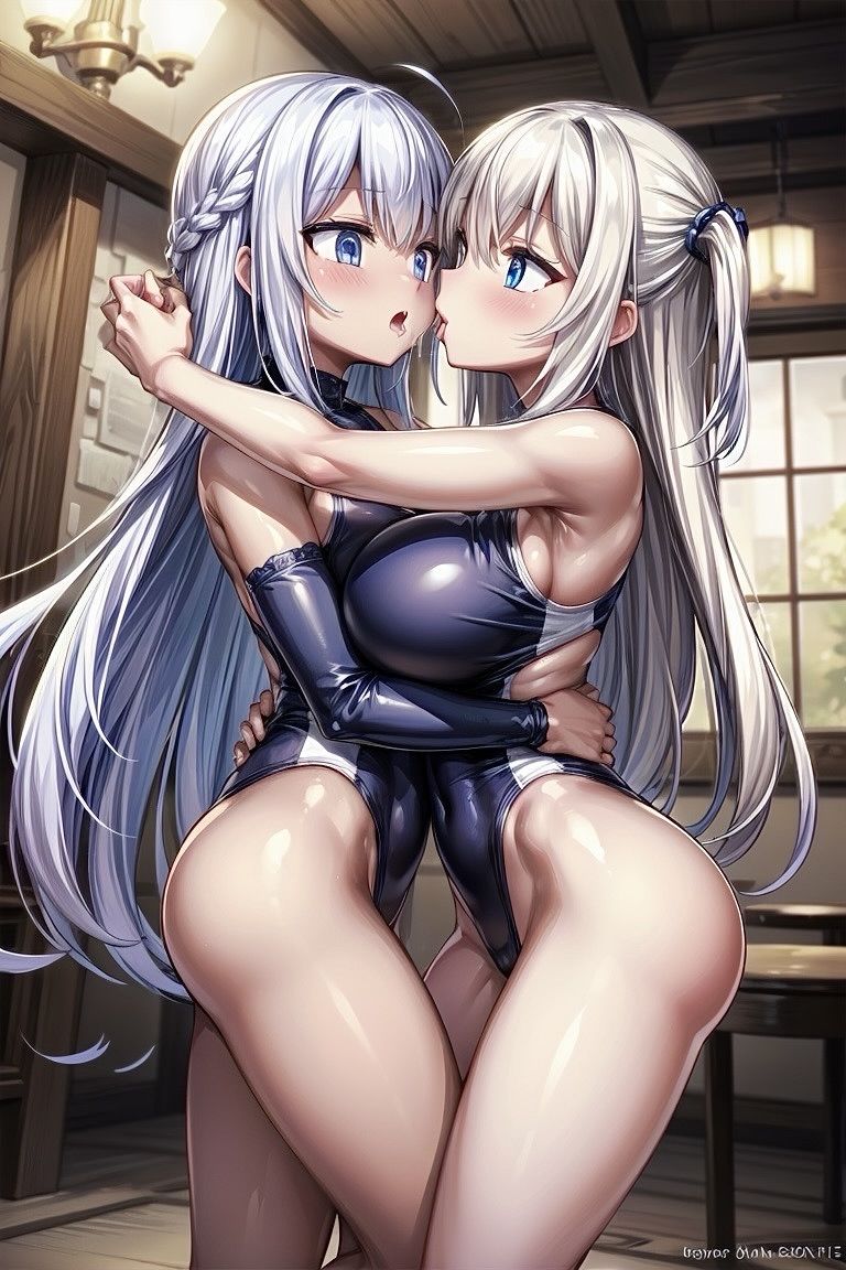 サンプル画像3:【R-15】競泳水着少女の乳合わせ百合CG集(ふぉふぉ狐) [d_395643]