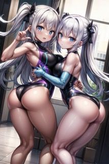 【R-15】競泳水着少女の乳合わせ百合CG集