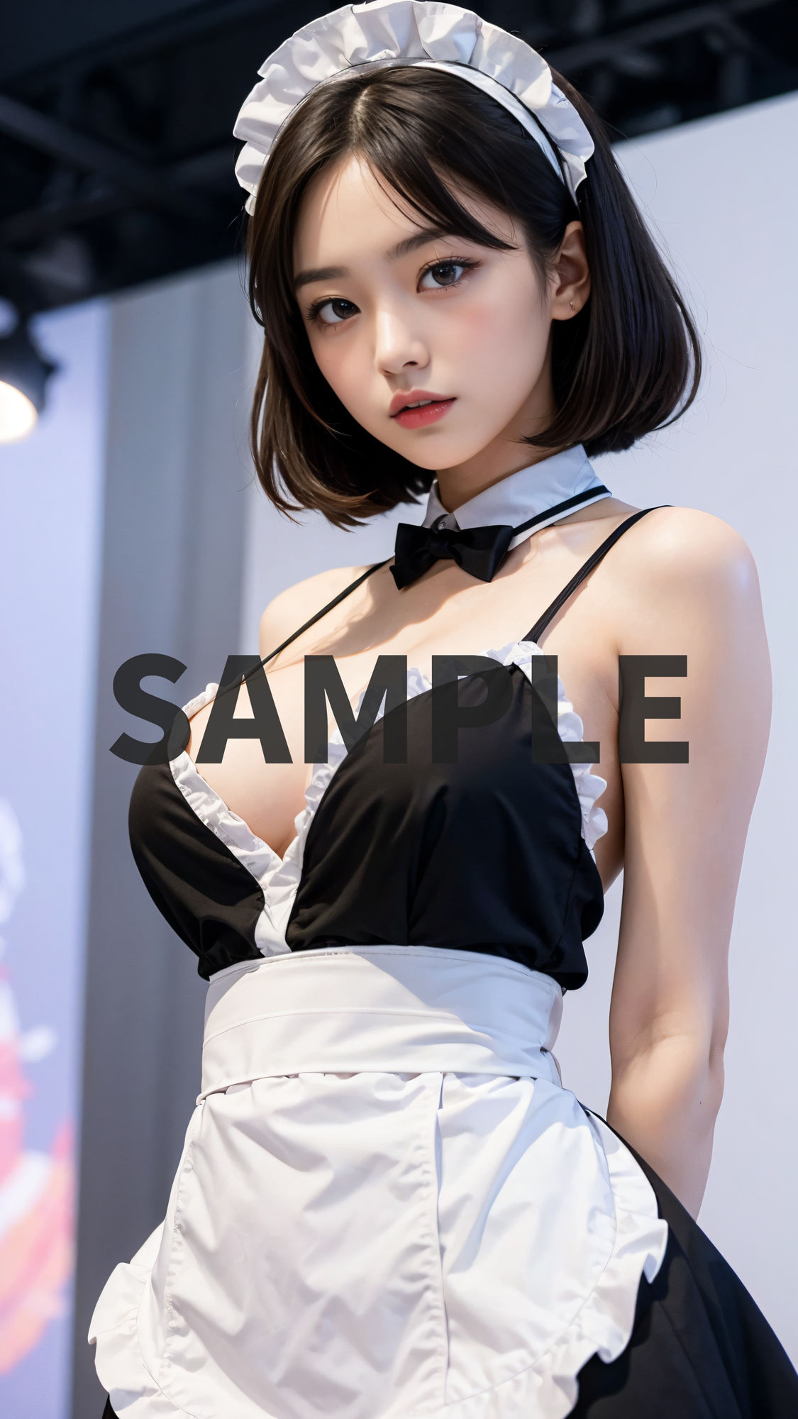 サンプル画像1:【4K高画質】美少女メイドがお口でご奉仕〜いっぱいお口に出してください！可愛いメイドの主観フェラ抜き〜(AI女学園) [d_396275]