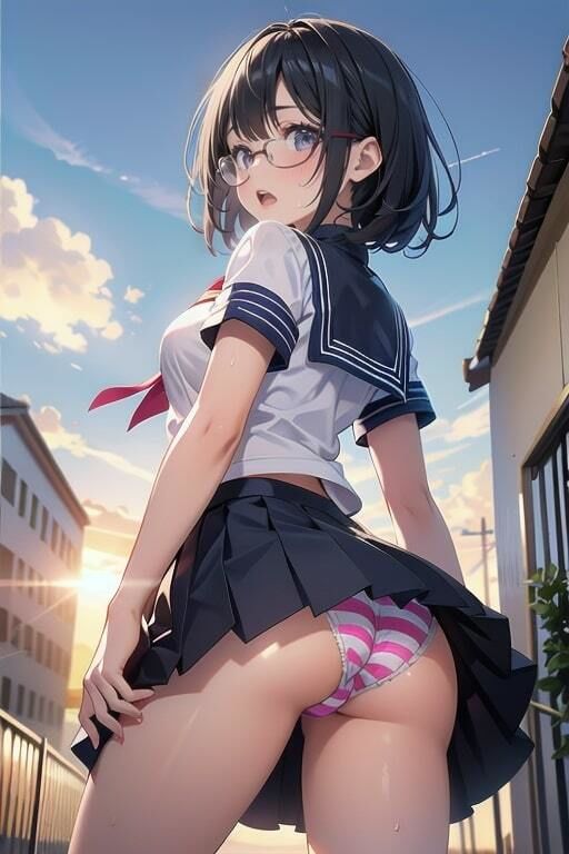 サンプル画像2:真面目系クラス委員長の通学中パンチラをこっそりと…(えちねこ) [d_396522]