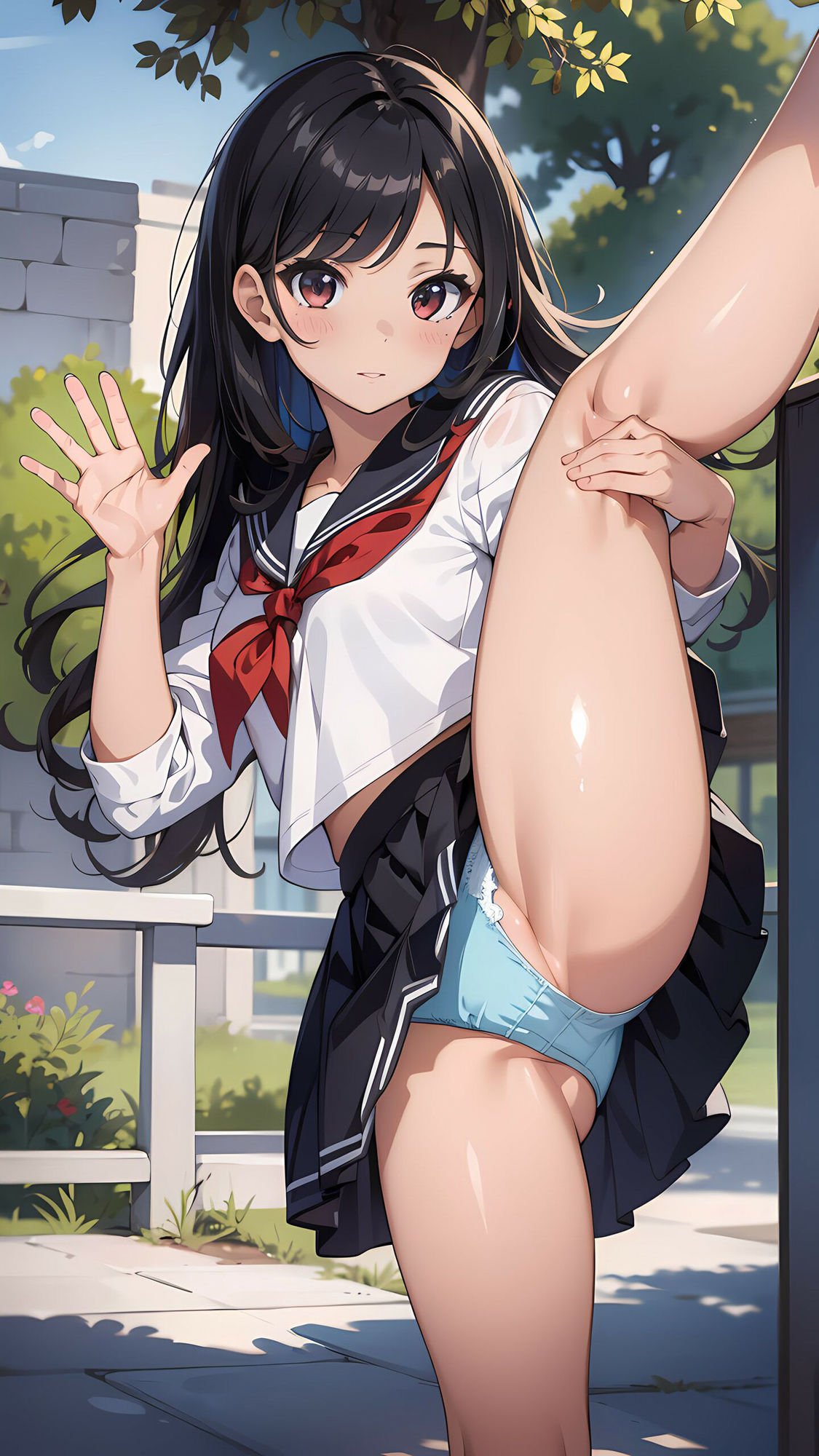 サンプル画像3:色々な服でハイキックパンチラ03(るんぽす) [d_396631]