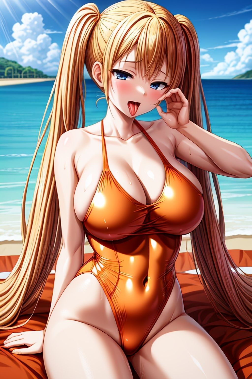 サンプル画像1:AIさんに描いてもらった〇〇用水着の金髪ツインテちゃん(参番茶屋) [d_396664]