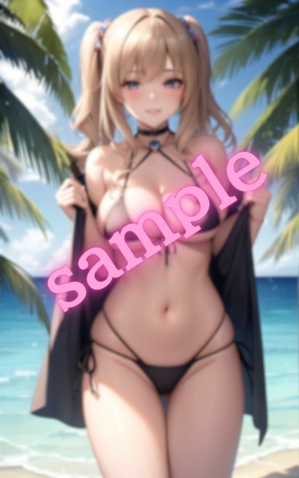 サンプル画像5:巨乳美少女がビーチでビキニで僕はビ〇ビン(変態女子) [d_396675]