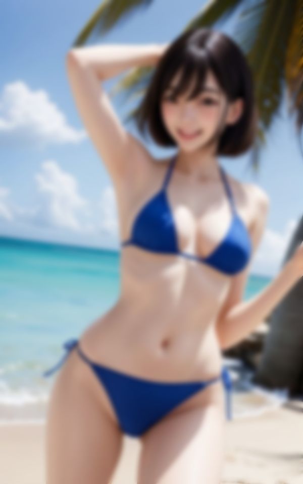 サンプル画像1:えちえち水着で男を虜にする笑顔が可愛い淫乱美女(AIハッピー) [d_396723]