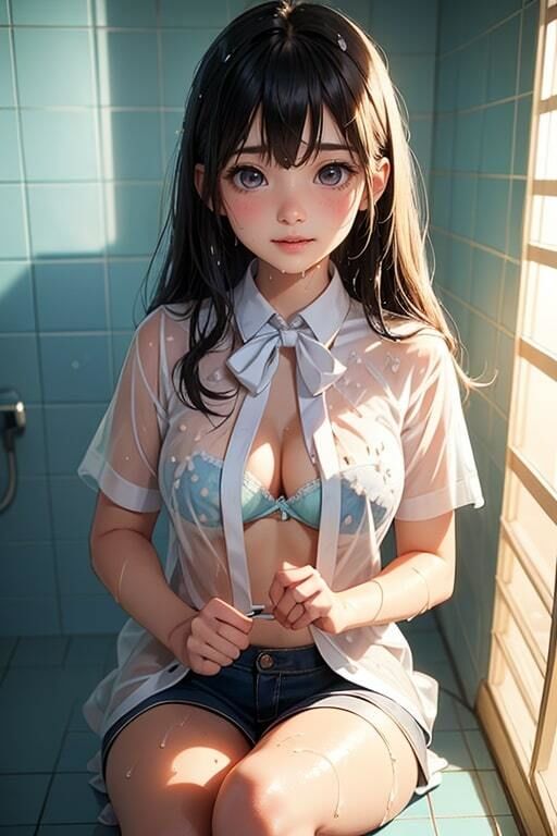 サンプル画像4:夏だ！海だ！プールだ！水辺の透けブラ女子(AIバブみ) [d_396794]