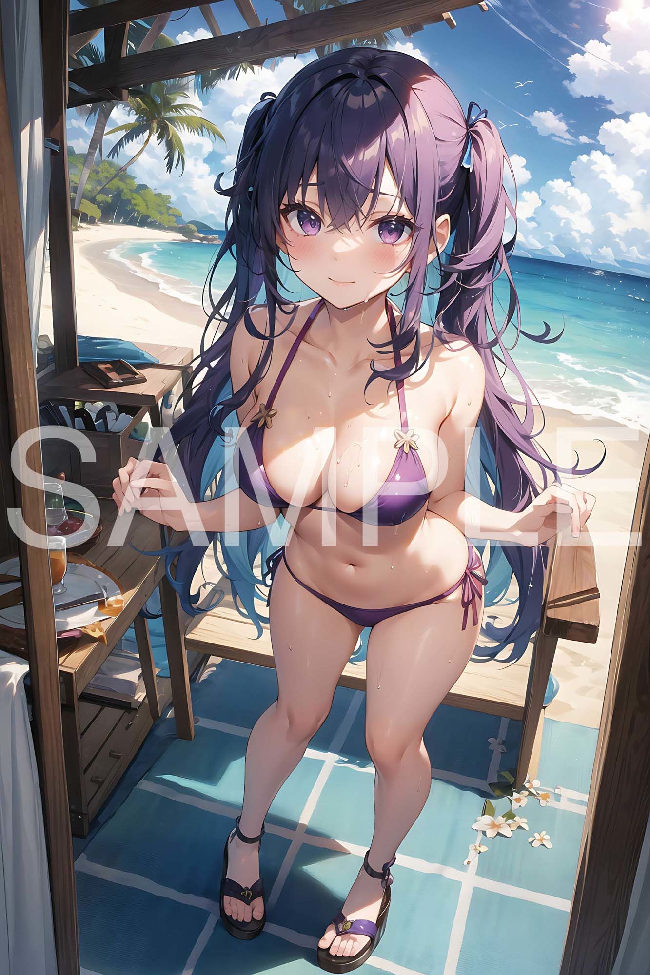 サンプル画像1:プライベートビーチ×美少女2(aiもちち) [d_396854]