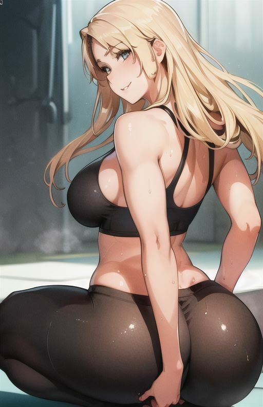 サンプル画像2:ジムでトレーニング終わりの橘小春と。(m) [d_396979]