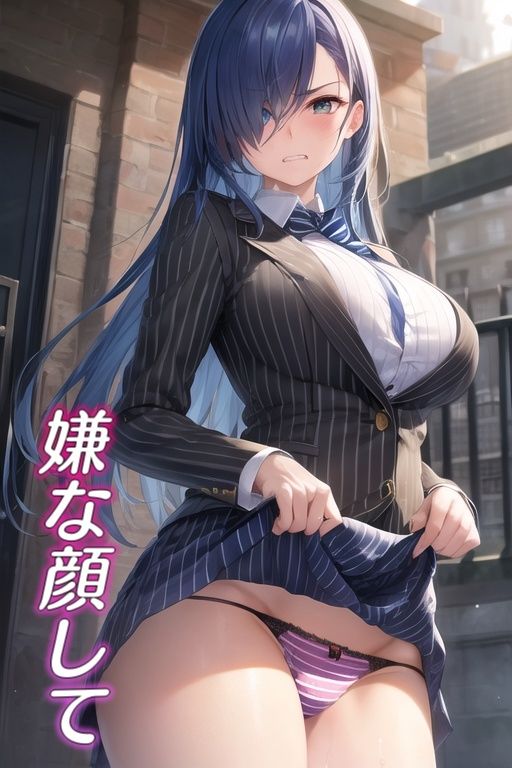 サンプル画像2:嫌な顔でスカートたくし上げてパンツ見せる娘〜女教師編〜(AIパンツ部) [d_397058]