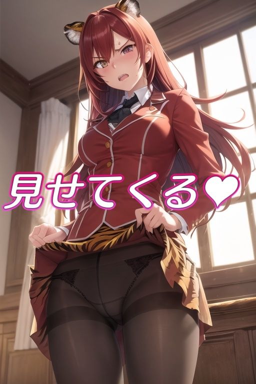 サンプル画像4:嫌な顔でスカートたくし上げてパンツ見せる娘〜女教師編〜(AIパンツ部) [d_397058]