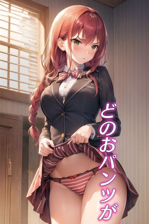 サンプル画像6:嫌な顔でスカートたくし上げてパンツ見せる娘〜女教師編〜(AIパンツ部) [d_397058]