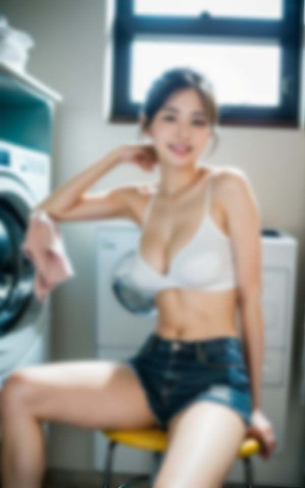 サンプル画像3:コインランドリーで男を誘惑するスポーティー淫乱女子(AI美女ミルク) [d_397266]