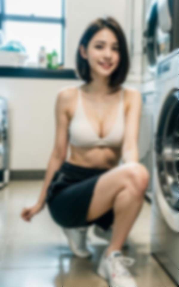 サンプル画像4:コインランドリーで男を誘惑するスポーティー淫乱女子(AI美女ミルク) [d_397266]