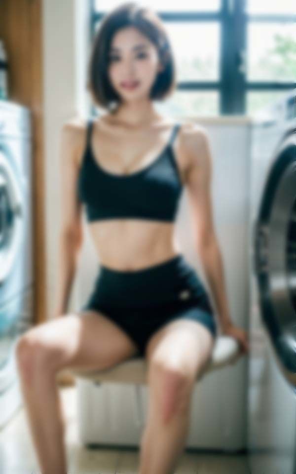 サンプル画像5:コインランドリーで男を誘惑するスポーティー淫乱女子(AI美女ミルク) [d_397266]