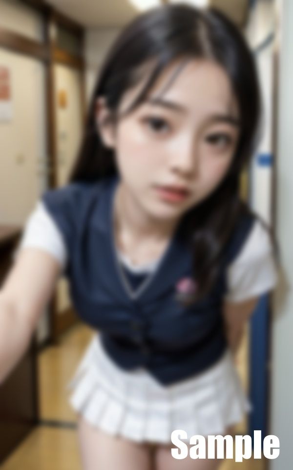 サンプル画像1:学校の廊下ですれ違った女子たち(にょろにょろ) [d_397815]