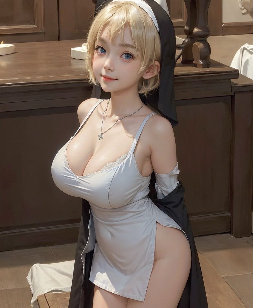 サンプル画像3:グラビア写真風CG Vol.6 金髪小柄シスター(第6AI研究所) [d_398044]