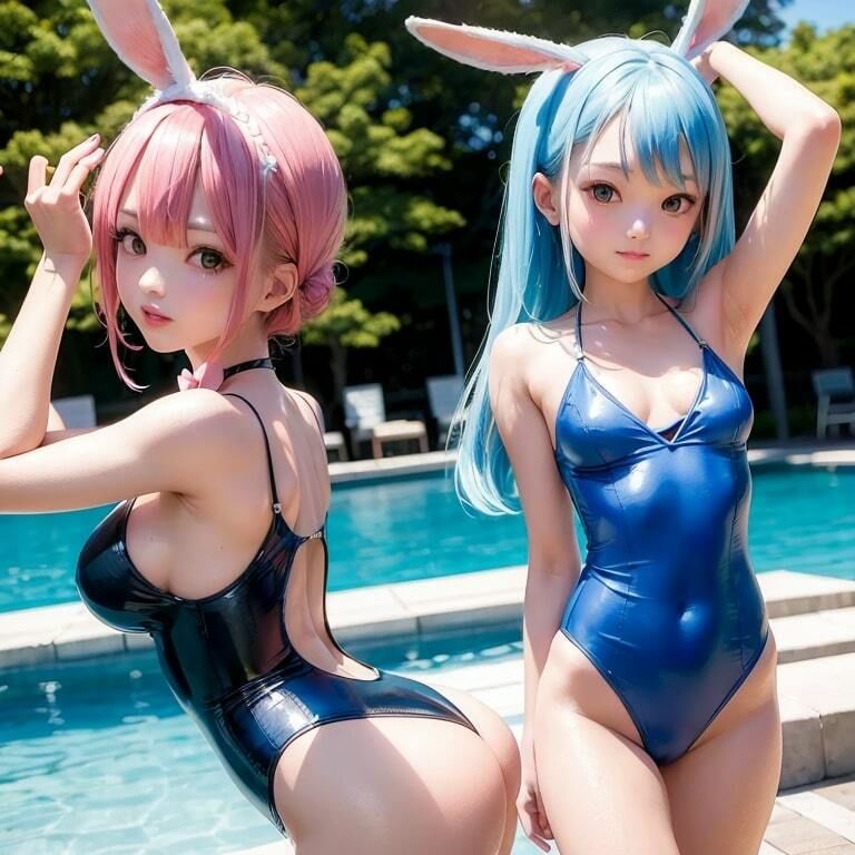 サンプル画像6:【ベスト版】ねこ耳競泳水着【AI生成】(AI美女集) [d_398078]
