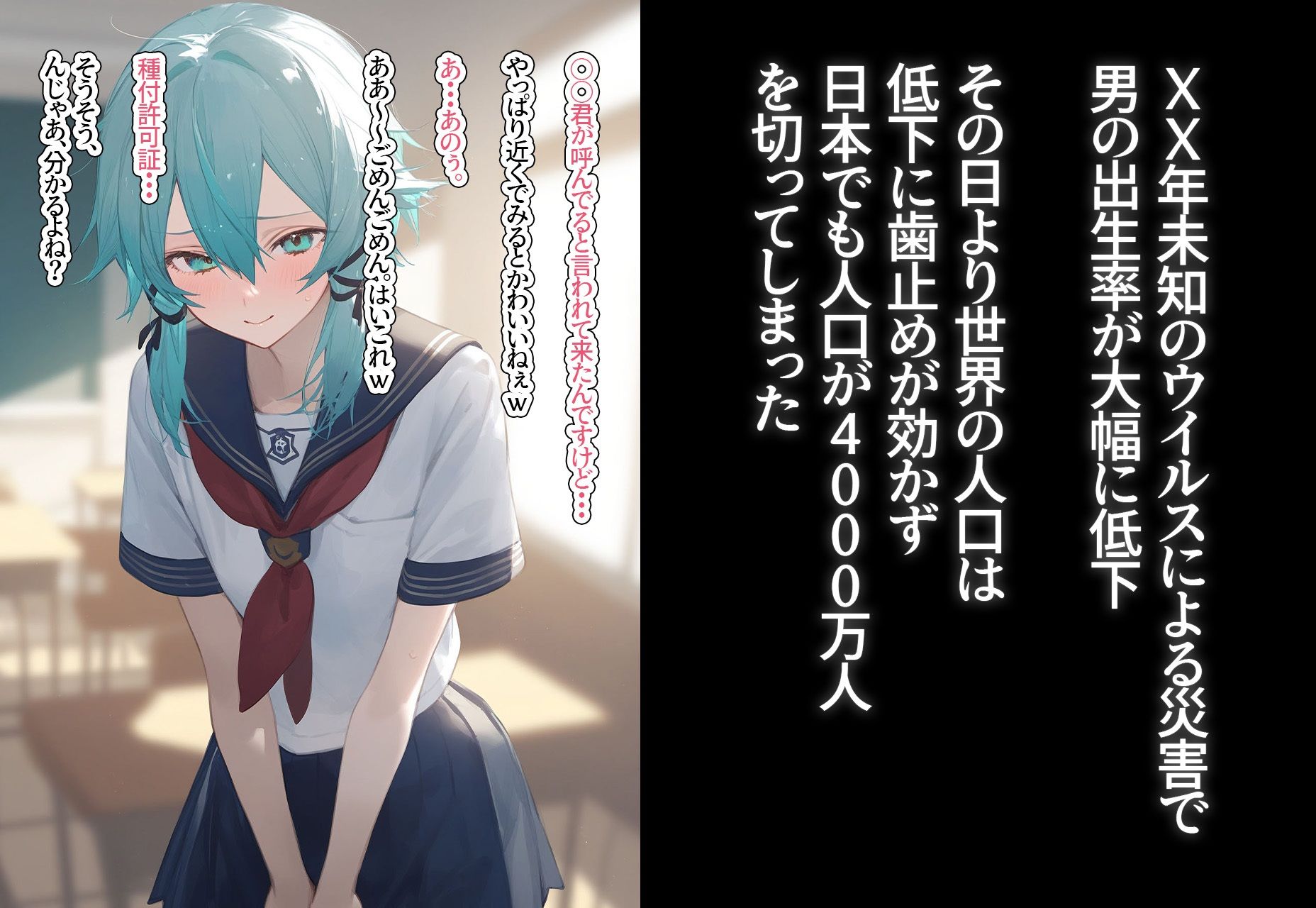 サンプル画像1:！種付許可証！〜男が極端に減った社会で…〜シ◯ン編(XXXガール) [d_398409]