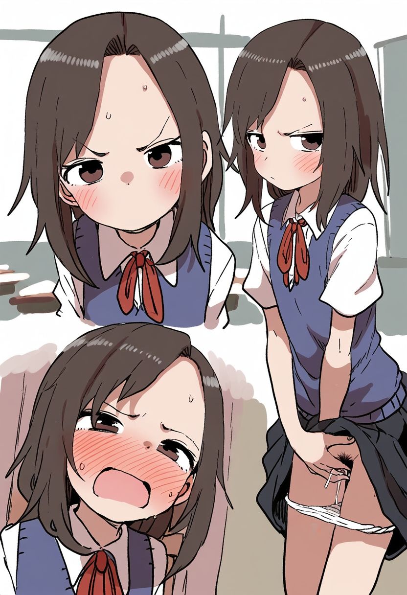 サンプル画像4:嫌な顔で恥じらいながらエッチな姿を見せて欲しい 1:学校(AIさんとアルエさん。) [d_398479]