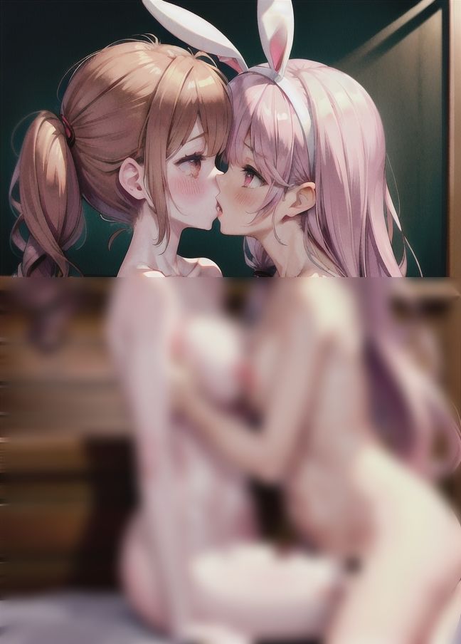 サンプル画像1:バニーガールコスプレうさぎレズ「女の子って柔らかい」(お布団) [d_398490]