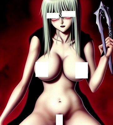 サンプル画像1:ホラーアート:魔乳の餌食になりたい？小悪魔仕様の武器を持つ3匹の巨乳小悪魔(MUTANTITS) [d_398643]