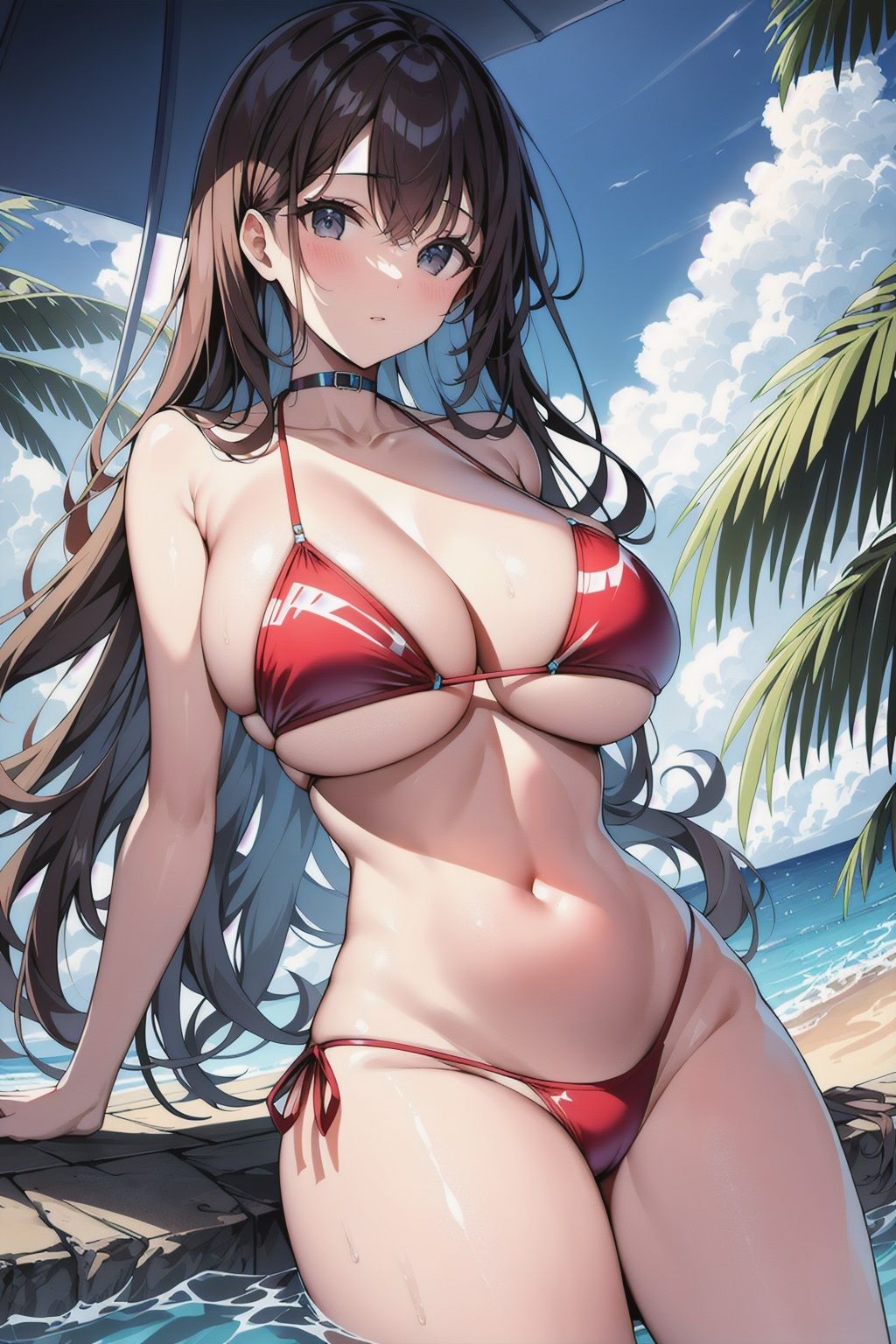 サンプル画像1:南の島の海辺と水着美女(Aria Innovate) [d_399179]