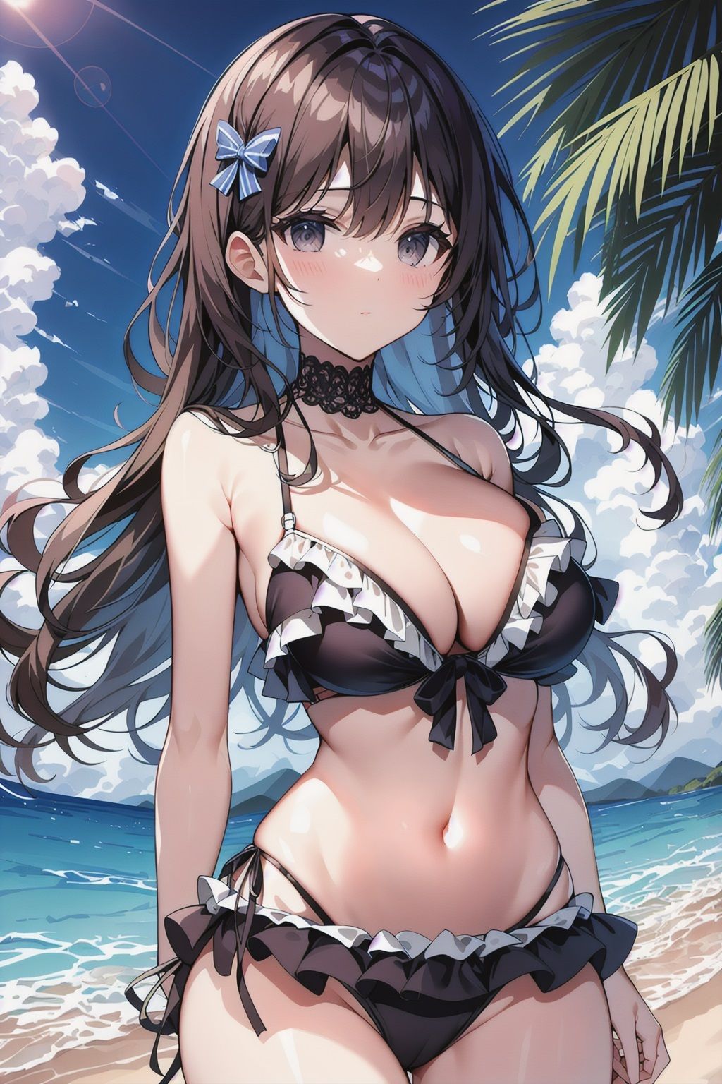 サンプル画像3:南の島の海辺と水着美女(Aria Innovate) [d_399179]