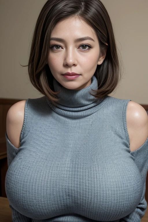 サンプル画像4:タートルネック姿の巨乳熟女(ムチムチAI人妻) [d_399268]