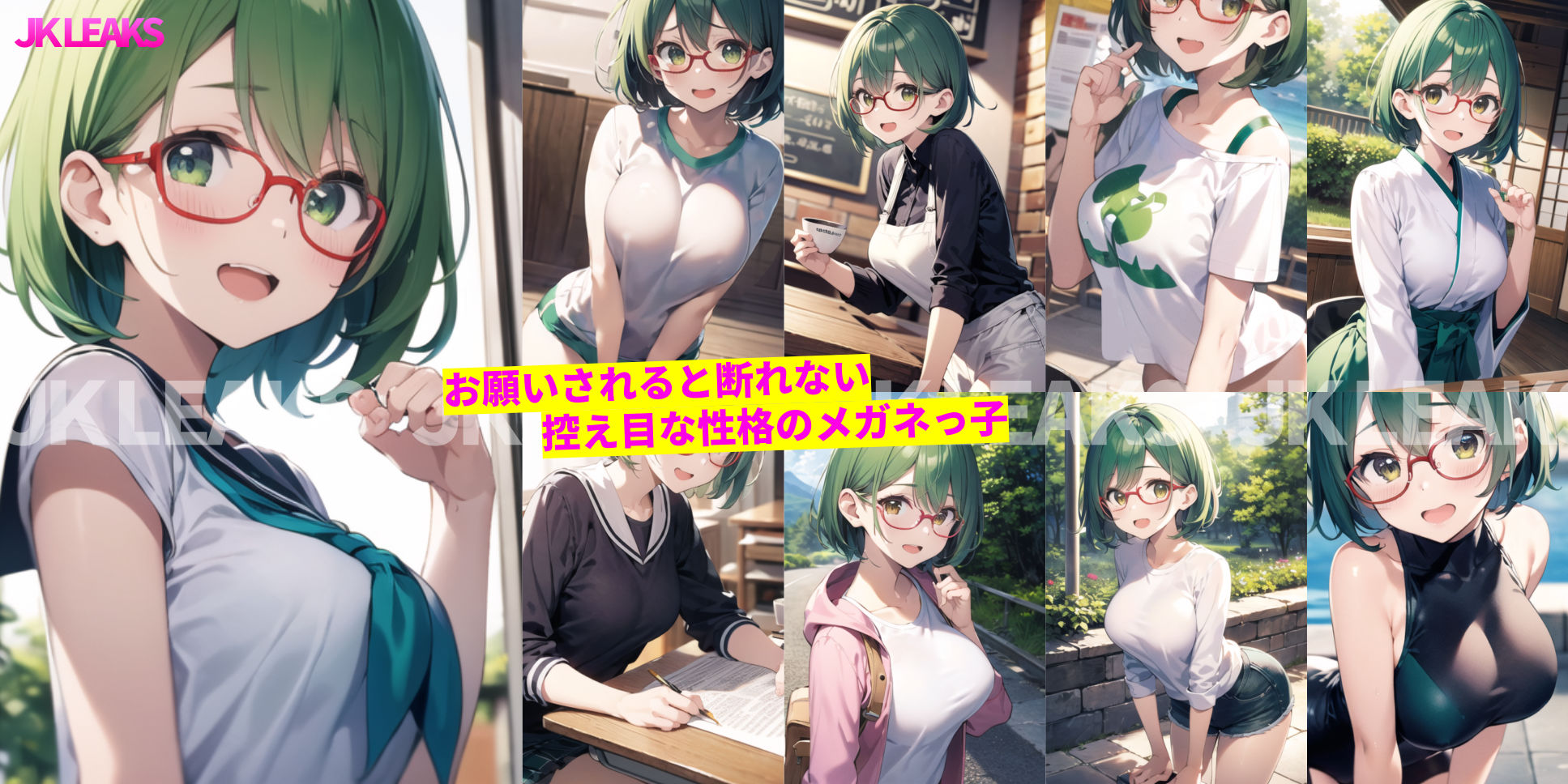 サンプル画像1:JK LEAKS 21 – 押しに弱いメガネっ娘・夏バイトNTR編 -【NTR＆首振りクンニアニメ付】(AniyA) [d_399440]