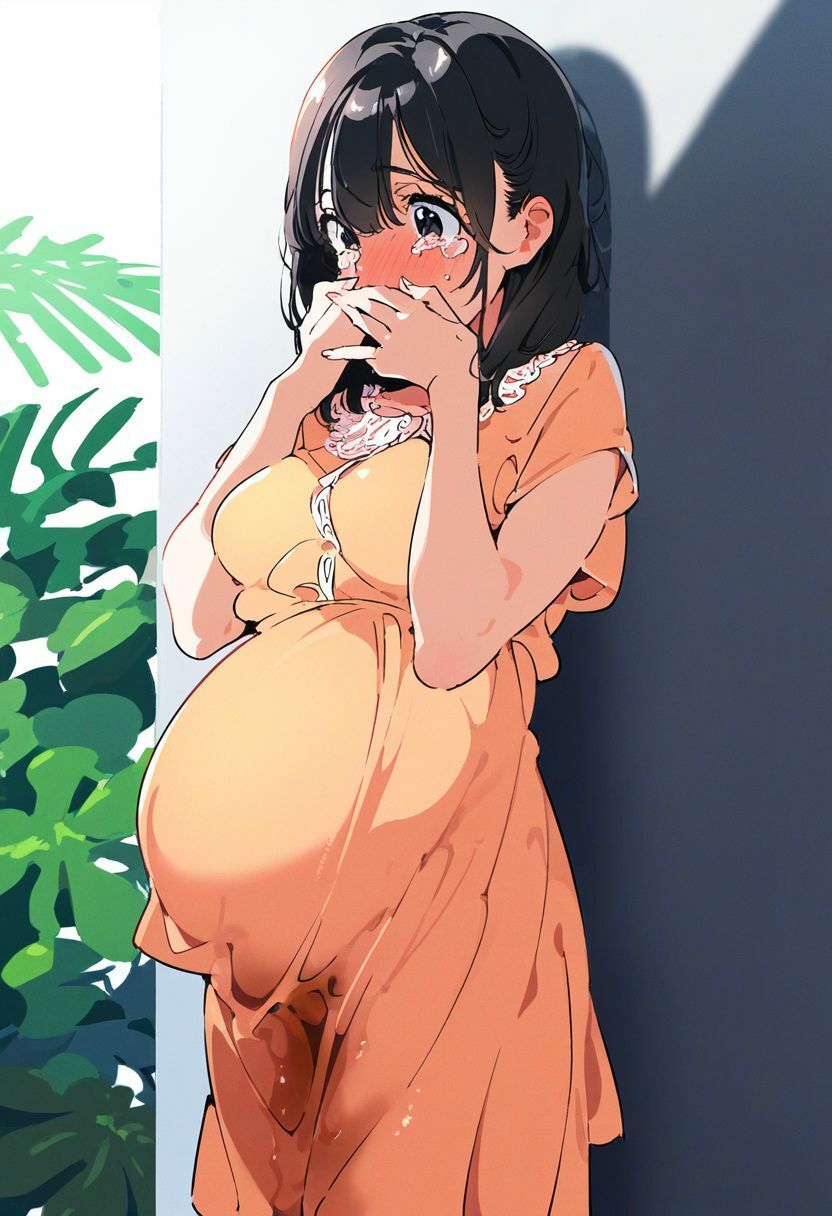 サンプル画像4:妊婦が人前でおもらしして赤面するイラスト500枚（失禁・脱糞・羞恥・スカトロ・ボテ腹・出産・病院）(エロロ兵長) [d_399483]