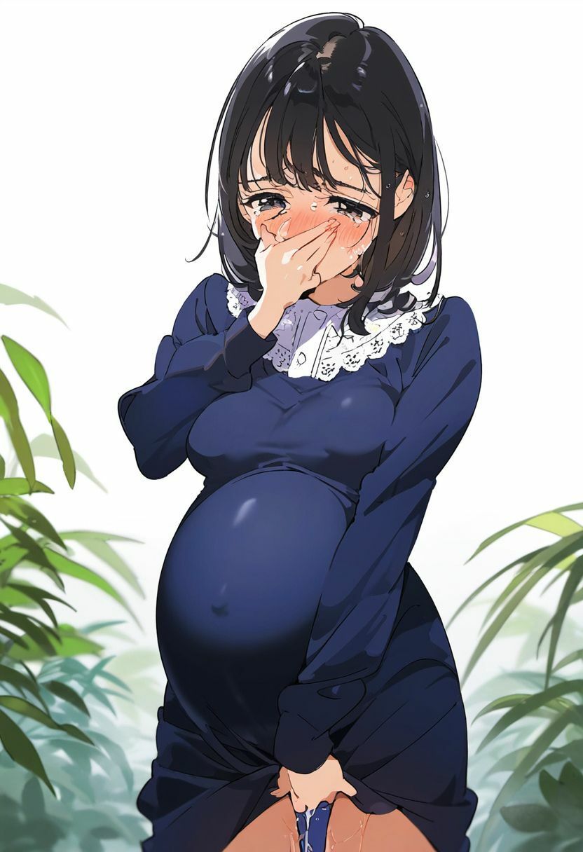 サンプル画像5:妊婦が人前でおもらしして赤面するイラスト500枚（失禁・脱糞・羞恥・スカトロ・ボテ腹・出産・病院）(エロロ兵長) [d_399483]