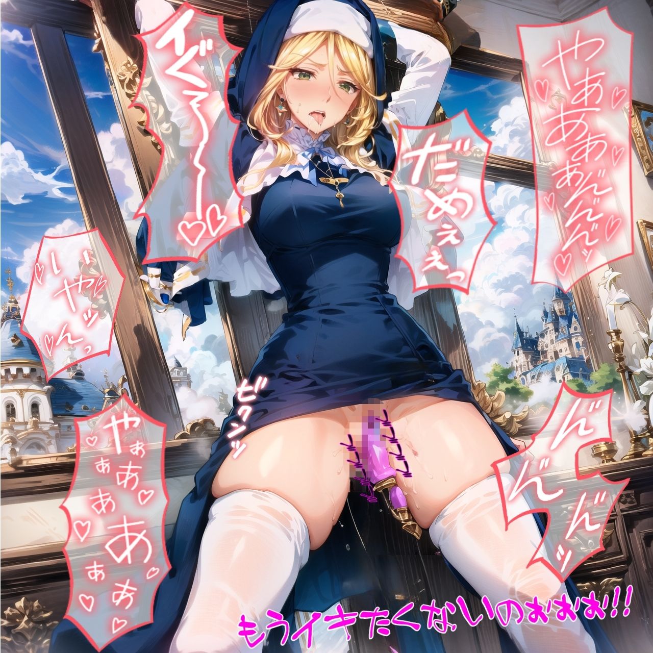 サンプル画像4:巻き髪金髪ギャルビッチでシスターだなんて盛り盛りのシ〇ロンはそれだけでエロい_玩具目隠し編(dempa) [d_399804]