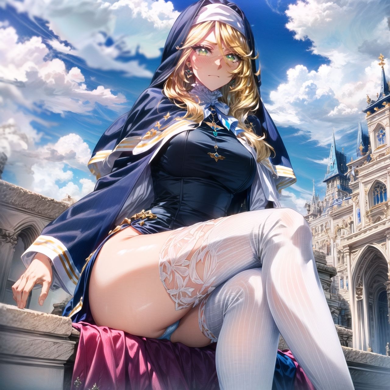 サンプル画像6:巻き髪金髪ギャルビッチでシスターだなんて盛り盛りのシ〇ロンはそれだけでエロい_玩具目隠し編(dempa) [d_399804]