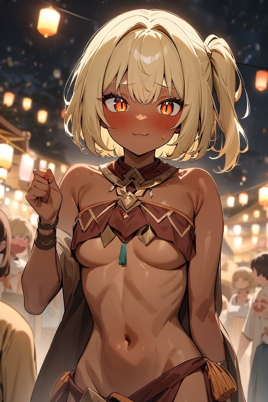 サンプル画像4:クラスメートの金髪巫女が上裸ふんどし祭りに参加していた【淫習村】(ちぴちゃぱ) [d_399978]