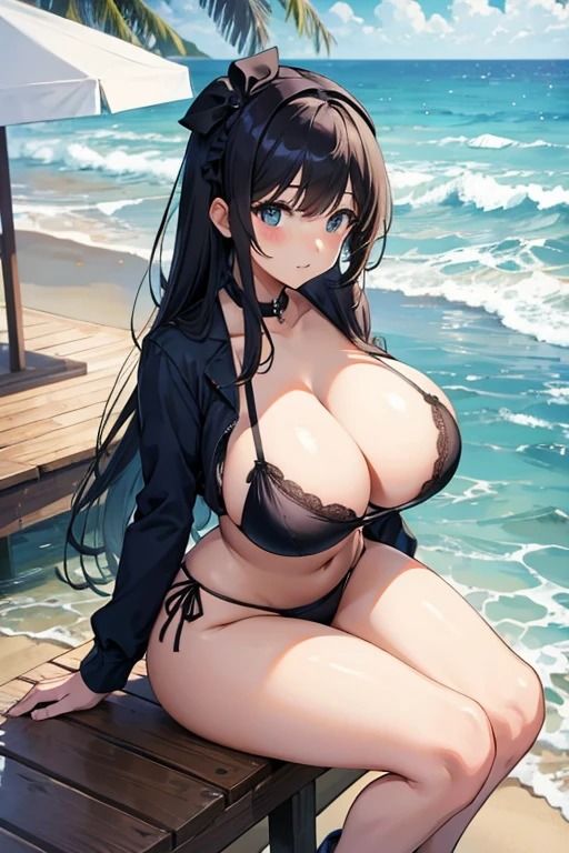 サンプル画像1:海辺でキス魔マッチョ男にナンパされるセクシーお姉さん1(fundreamer) [d_400330]