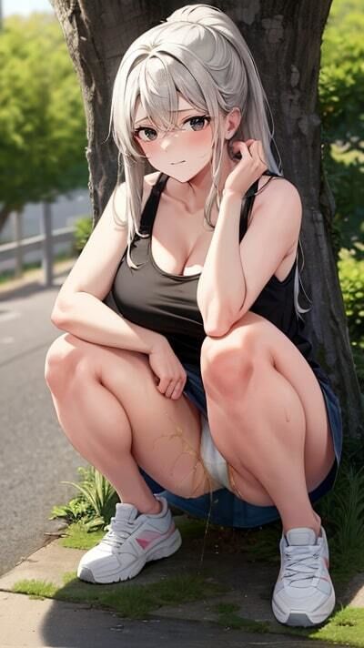 サンプル画像2:二次元版おもらし美脚のお姉さん第1弾(美女とお散歩) [d_400772]