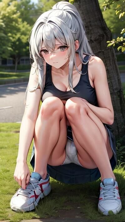 サンプル画像5:二次元版おもらし美脚のお姉さん第1弾(美女とお散歩) [d_400772]