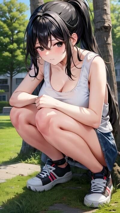 サンプル画像5:二次元おもらし美脚のお姉さん第2弾(美女とお散歩) [d_400777]