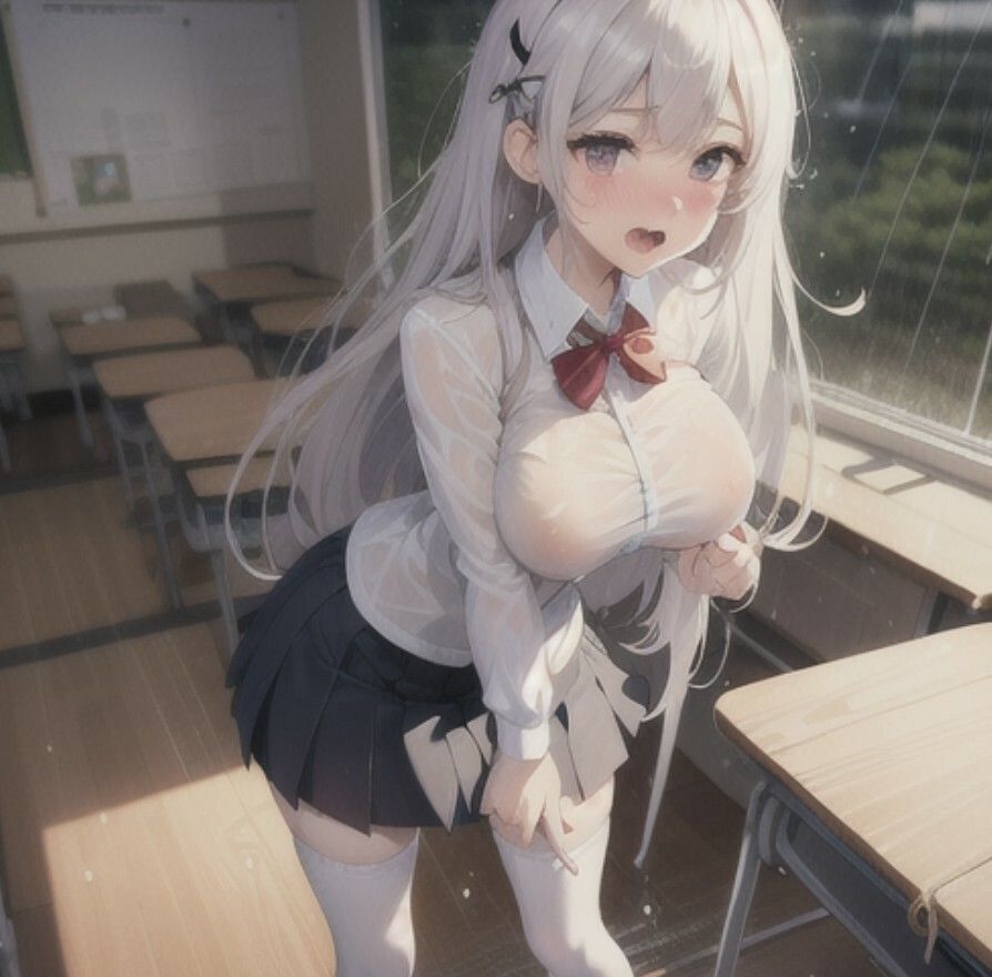 汗だくで透ける制服のサンプル画像 6