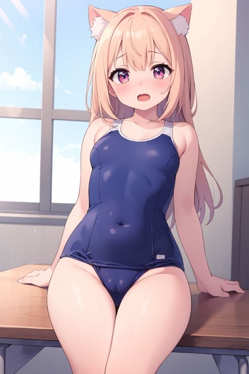 サンプル画像3:貧乳美少女画集No.002 ねこみみスクール水着編 48枚(愛のA工房) [d_400951]