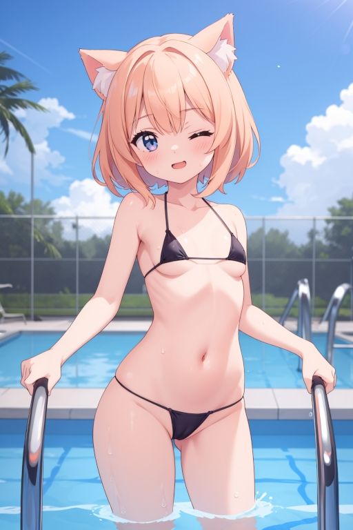 サンプル画像3:貧乳美少女画集No.004 ねこみみビキニ水着編 88枚(愛のA工房) [d_400995]