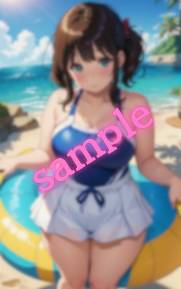 サンプル画像1:僕の夏休みの思い出・・太っている彼女と海デート(AI部) [d_401188]