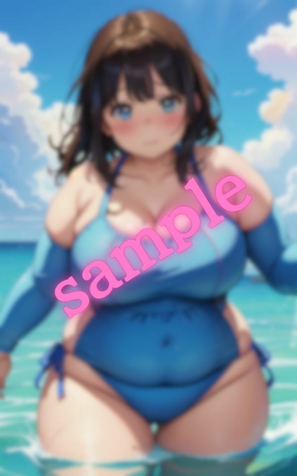 サンプル画像3:僕の夏休みの思い出・・太っている彼女と海デート(AI部) [d_401188]